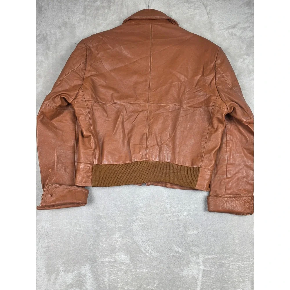 Vintage McGregor Leather Jacket Mens 40 Brown Talon Zip Bomber Fits Very Short